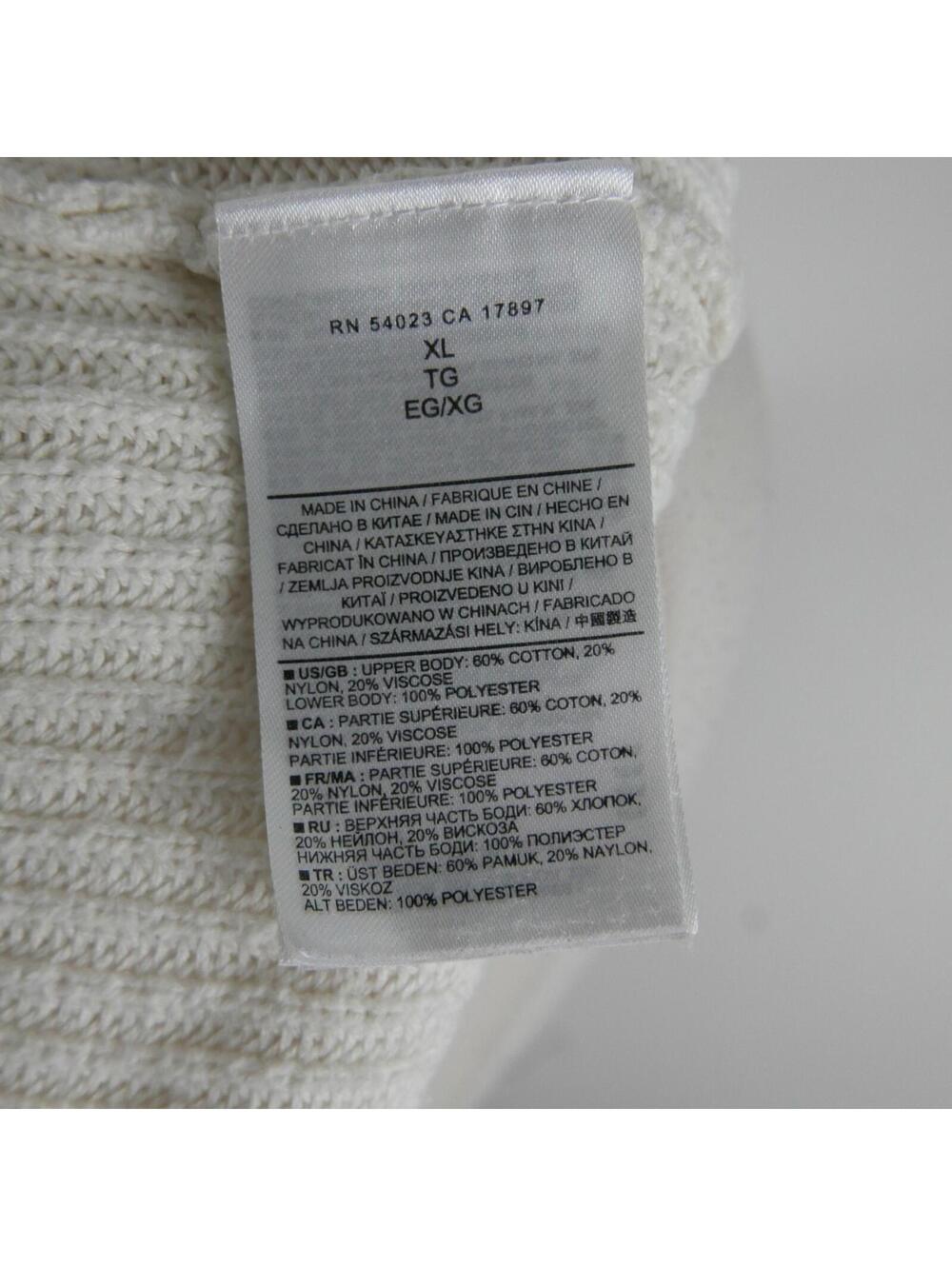 Banana Republic Womens Ribbed Scoop Neck White Sweater Sheer Trim XL - Picture 9 of 9